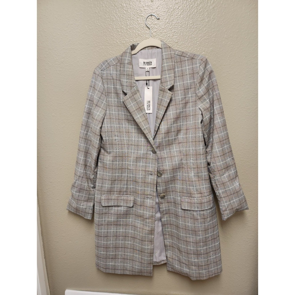 BB‎ Dakota by Steve Madden Plaid to Do It Blazer Coat in Gray Size Med NWT
